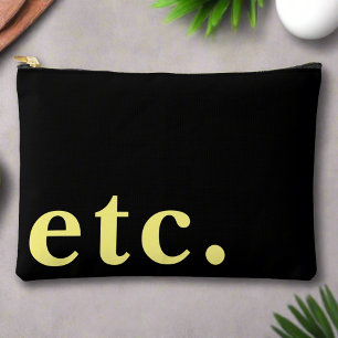 Unique Modern Black & Yellow Bold Typography Accessory Pouch