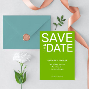 Unique Modern Bold Green Typography Wedding   Save The Date