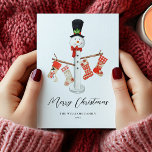 Unique Modern Christmas Snowman Non-Photo Holiday Card<br><div class="desc">Wish your friends and family a happy holiday season with this unique Christmas snowman design. Personalize with your holiday greeting and family name.</div>