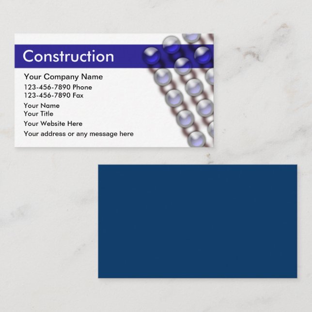 Unique Modern Construction Business Cards (Front/Back)
