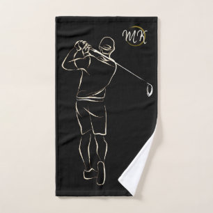 Unique Modern Cool Mens Design Black Add Monogram Hand Towel