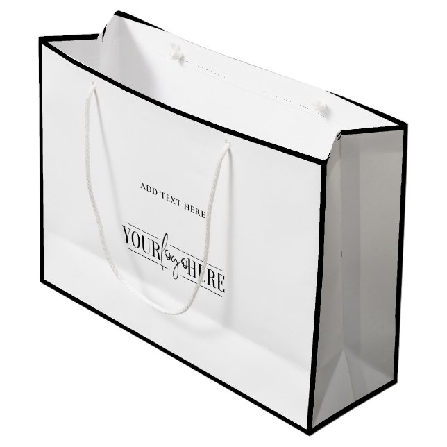 Unique & modern custom logo boutique shopping bag (Front Angled)