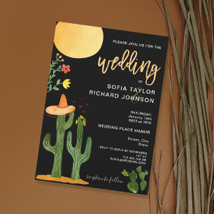 Unique Modern Destination Mexico Style Botanical Invitation