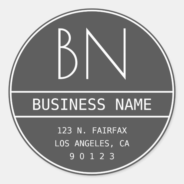 Unique Modern Editable Business Return Address Classic Round Sticker (Front)