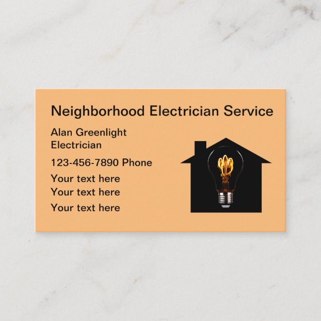 Unique Modern Electrician Business Cards (Front)