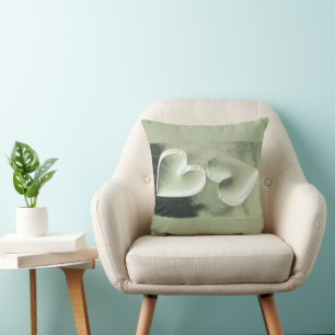Unique modern elegant two silver hearts throw pillow