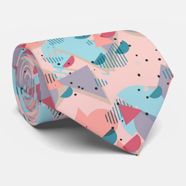 Unique Modern Geometric Retro Mosaic Art Pattern Tie (Rolled)