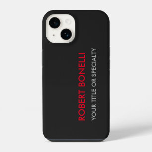 Unique Modern Grey Red Stylish Add Name iPhone 14 Case