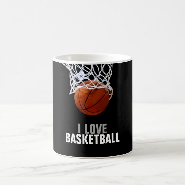 Unique Modern I Love Basketball Coffee Mug (Center)