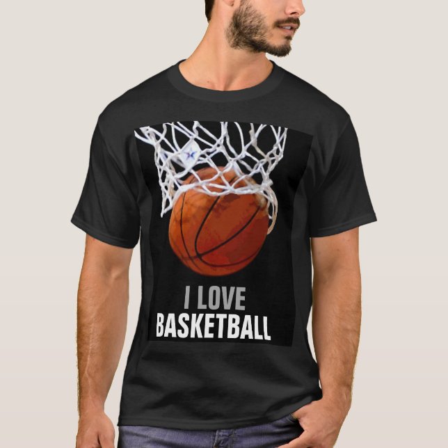 Unique Modern I Love Basketball T-Shirt (Front)