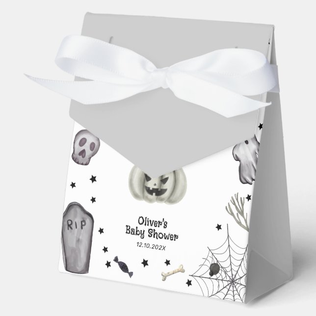 Unique Modern Little Boo Ghost Boy Baby Shower  Favor Box (Front)