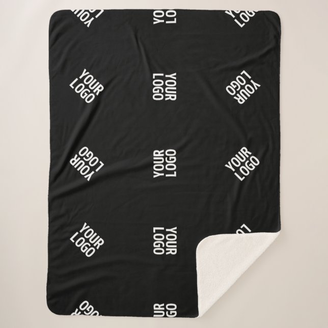 Unique Modern Logo Pattern Template | Black Sherpa Blanket (Front)