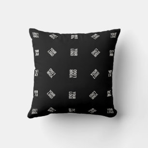 Unique Modern Logo Pattern Template Black Throw Pillow