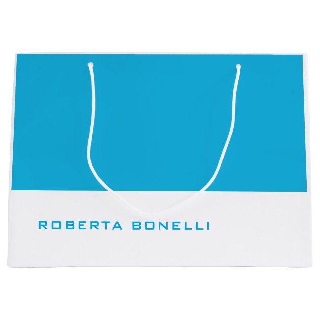 Unique Modern Minimalist Blue White Large Gift Bag (Front)