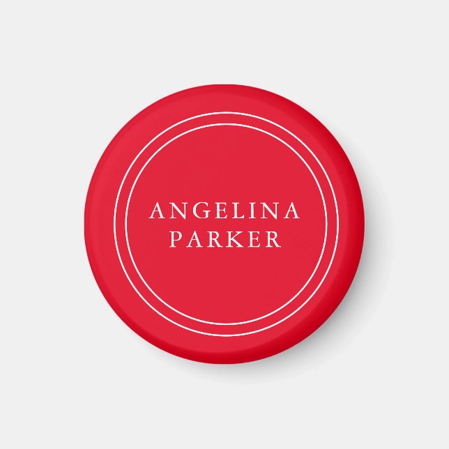 Unique Modern Minimalist Plain Red Your Name Magnet (Front)