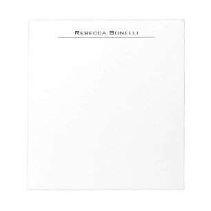 Unique Modern Minimalist Plain Simple White Notepad