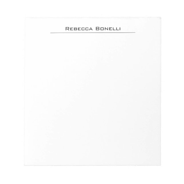 Unique Modern Minimalist Plain Simple White Notepad (Front)