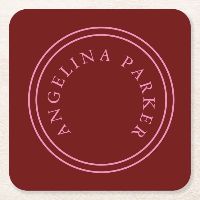 Unique Modern Minimalist Plain Square Paper Coaster (Front)