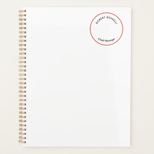 Unique Modern Minimalist Red Black White Curvature Planner (Front)