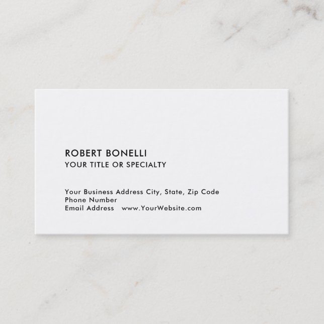 Unique Modern Minimalist Standard Size Black White Business Card (Front)