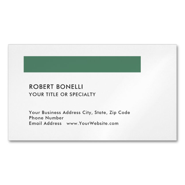 Unique Modern Minimalist Standard Size Black White Magnetic Business Card (Front)