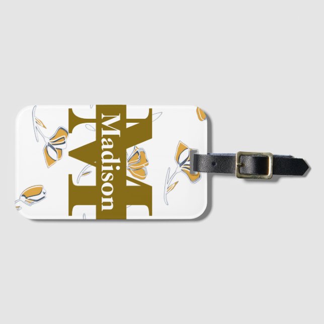 Unique Modern Monogram Initial Name Personalized  Luggage Tag (Front Horizontal)