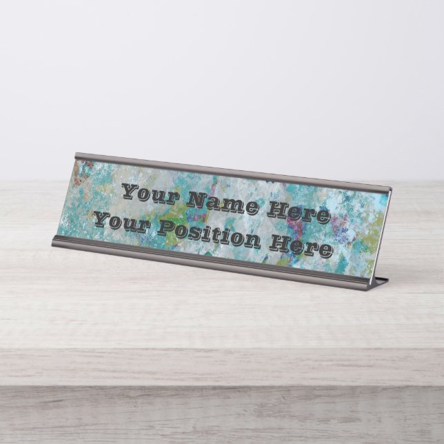 Unique Modern One Of A Kind Abstract Art Design Desk Name Plate (Front)