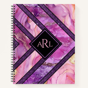 Unique Modern Pink Purple Geometric Personalized Notebook