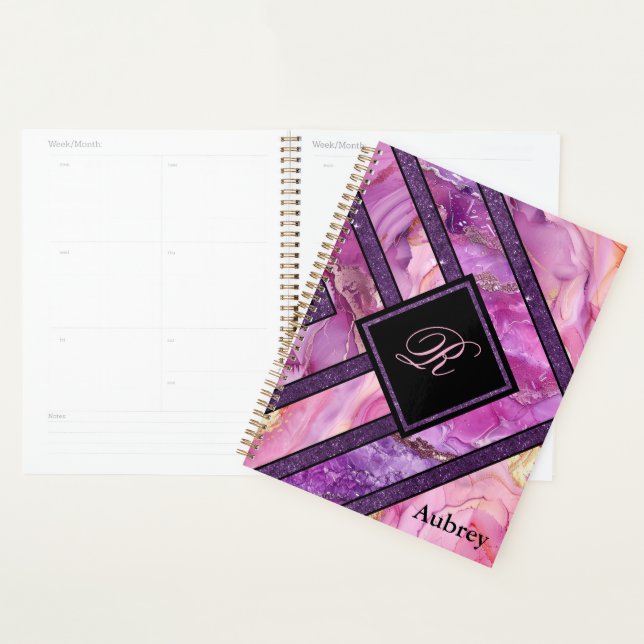 Unique Modern Pink Purple Geometric Personalized  Planner (Display)