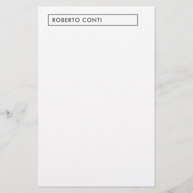 Unique Modern Plain Minimalist Name Stationery (Front)