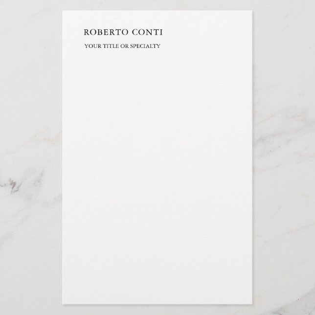 Unique Modern Plain Minimalist Stationery (Front)