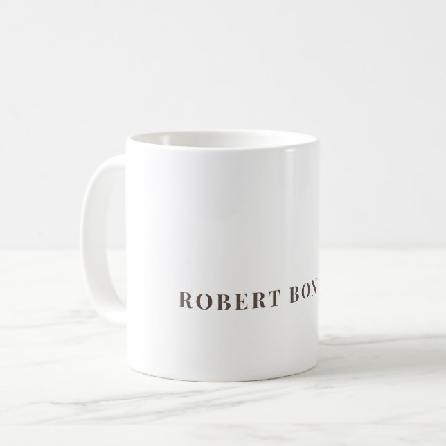 Unique Modern Plain Your Name Minimalist Coffee Mug (Front Left)