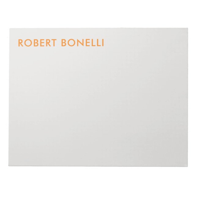 Unique Modern Platinum Grey Minimalist Add Name Notepad (Front)