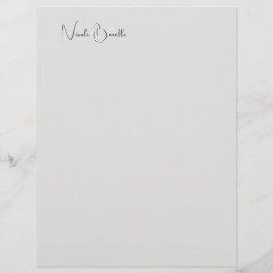 Unique Modern Platinum Grey Minimalist Caligraphy Letterhead