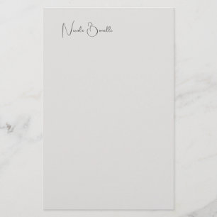 Unique Modern Platinum Grey Minimalist Caligraphy Stationery