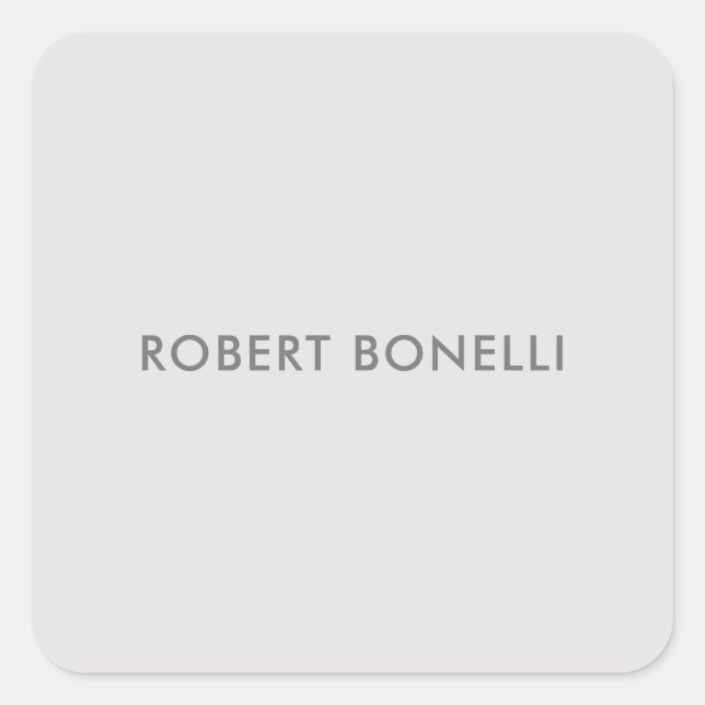 Unique Modern Platinum Grey Minimalist Square Sticker (Front)