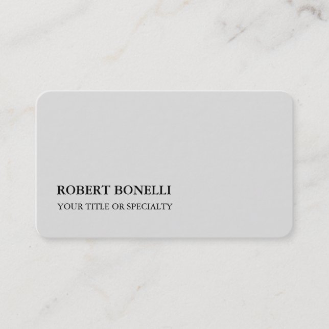 Unique Modern Platinum Grey Stylish Minimalist Business Card (Front)