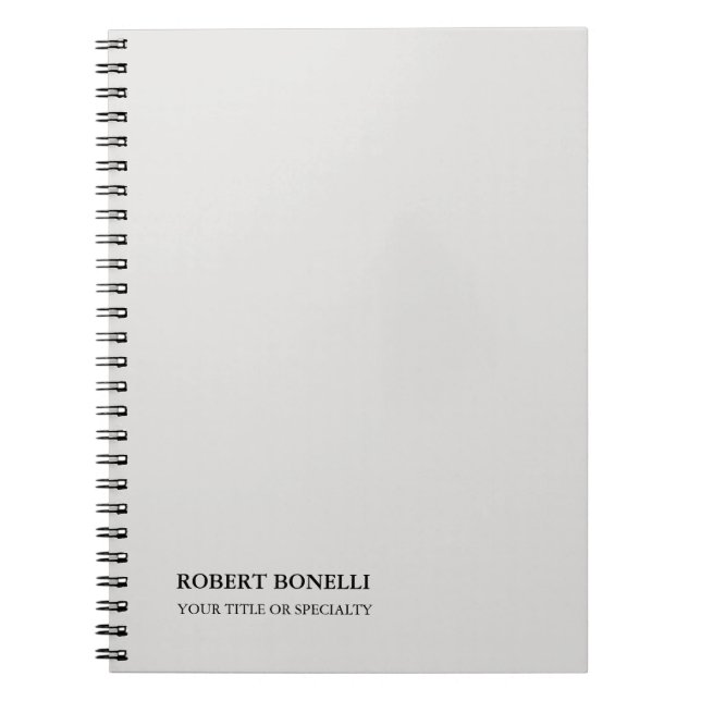 Unique Modern Platinum Grey Stylish Minimalist Notebook (Front)