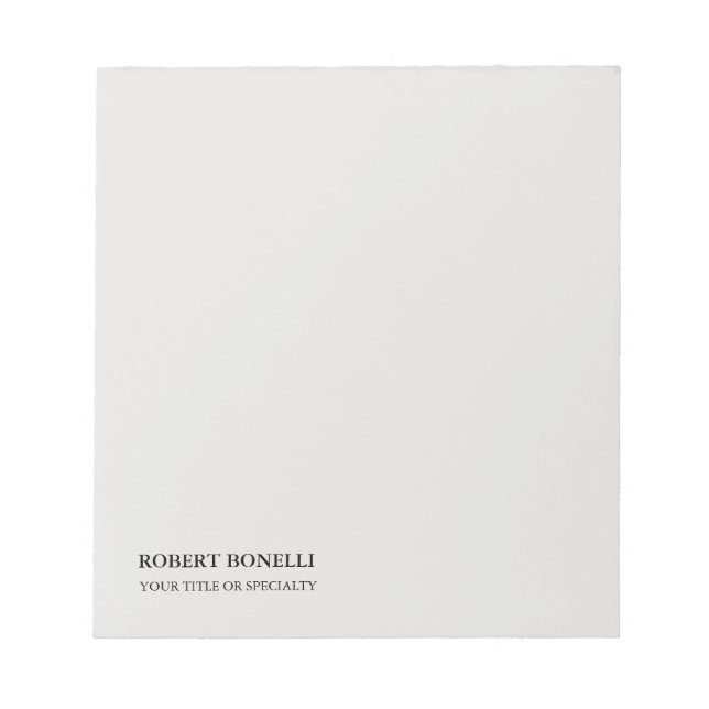 Unique Modern Platinum Grey Stylish Minimalist Notepad (Front)