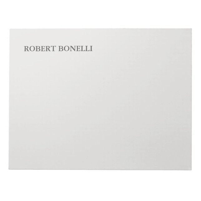 Unique Modern Platinum Grey Stylish Minimalist Notepad (Front)