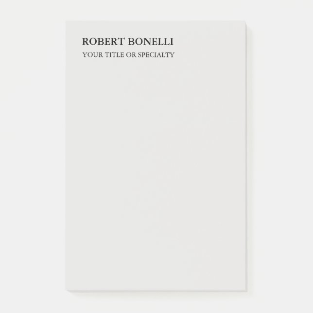 Unique Modern Platinum Grey Stylish Minimalist Post-it Notes (Front)