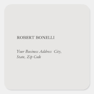 Unique Modern Platinum Grey Stylish Minimalist Square Sticker