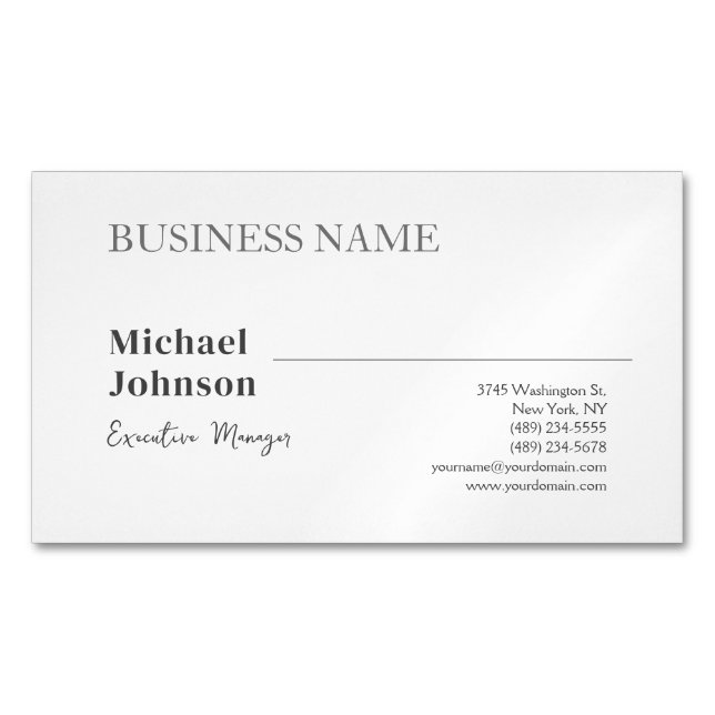 Unique modern professional minimalist chic 	Magnetic business card (Front)