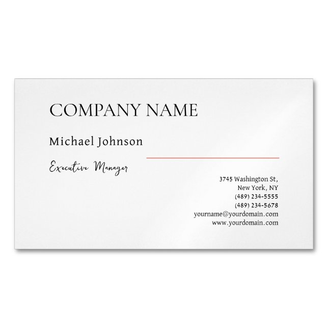 Unique modern professional minimalist chic 	Magnetic business card (Front)