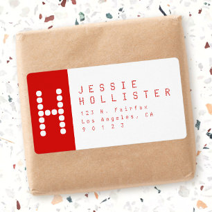 Unique Modern   Red & White Return Address