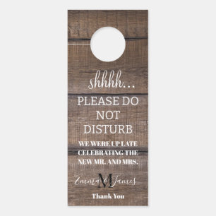 Unique Modern Rustic Do Not Disturb Hotel Wedding Door Hanger
