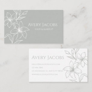 Unique Modern Sage Green Boho Floral Business Card