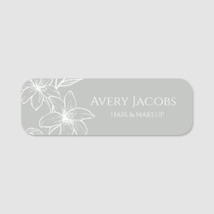 Unique Modern Sage Green Boho Floral  Name Tag