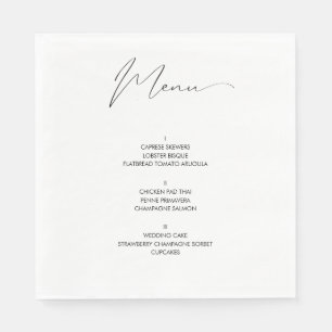 Unique Modern Script Wedding Menu  Napkin