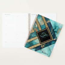 Unique Modern Teal Gold Geometric